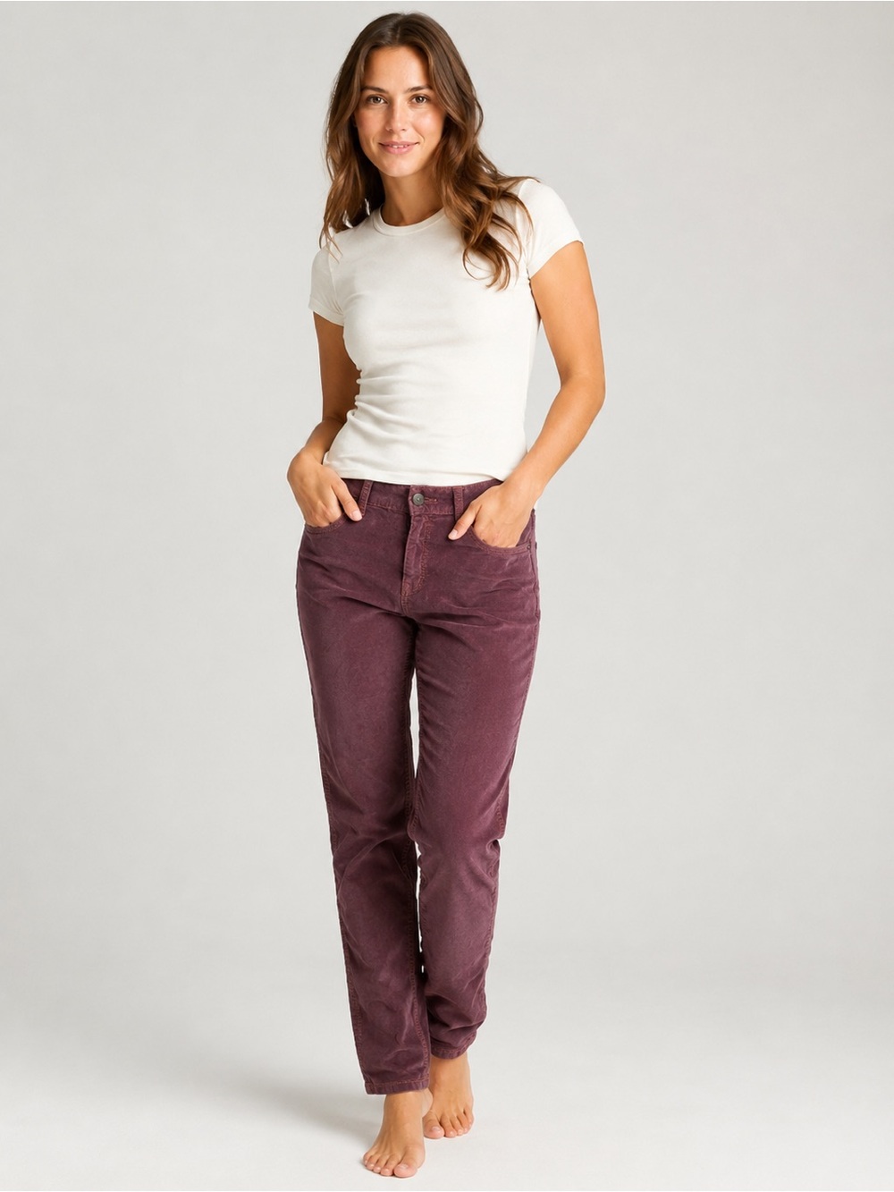 Free People Plum Corduroy Skinny Pants – Size 27